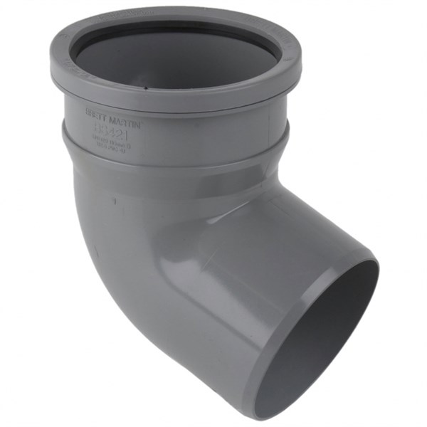110mm Push Fit Soil 112.5 Degree S/S Bend Grey Soil Pipe and Fittings